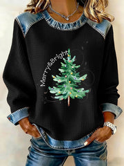 Women's Retro Christmas Tree Print Sweatshirt