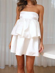 Off shoulder solid dress