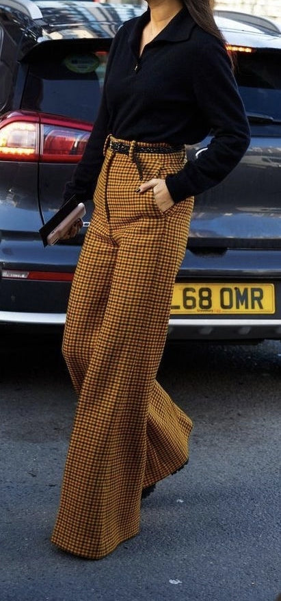 Autumn And Retro Winter Elegant Plaid Loose Wide-leg Pants Trousers