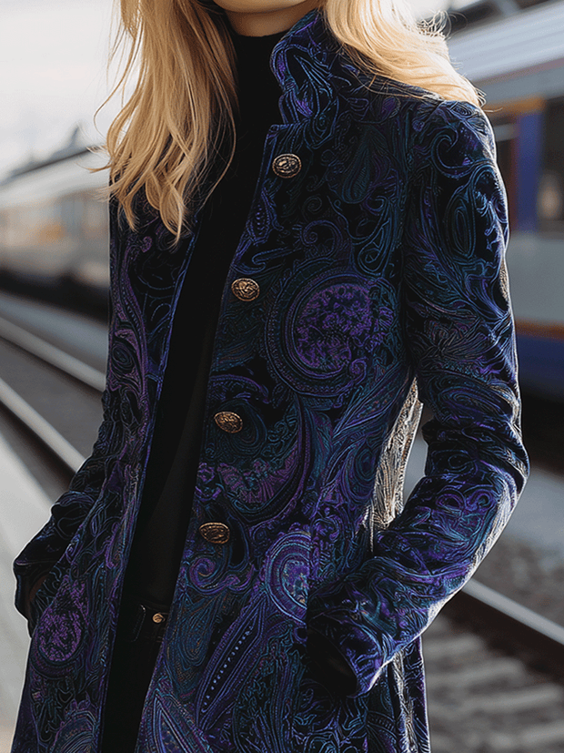 Heritage Paisley Velvet  Long Coat