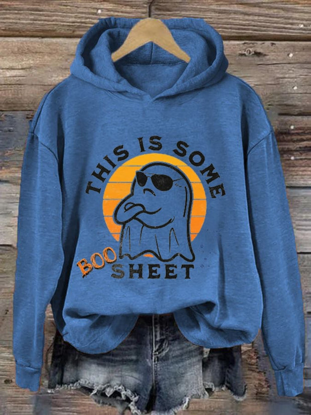 Women's Funny Halloween Ghost This Is Some BOO SHEET Casual Hoodie