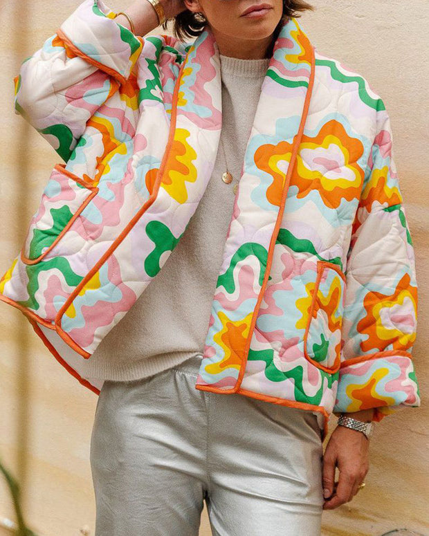 Women's painted floral print padded jacket