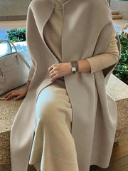 Simple Sleeveless Solid Color Round-Neck Cape Outerwear