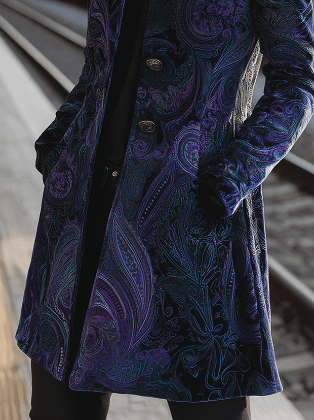 Heritage Paisley Velvet  Long Coat