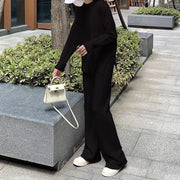 Casual Slit Sweater Wide Leg Pants Two Pieces Set