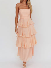 Strapless tiered maxi dress