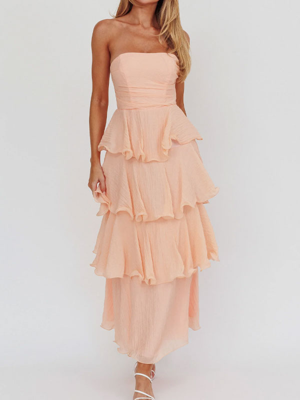 Strapless tiered maxi dress
