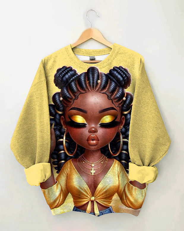 Dreadlocks Pretty Black Girl Crewneck Long Sleeve Sweatshirt