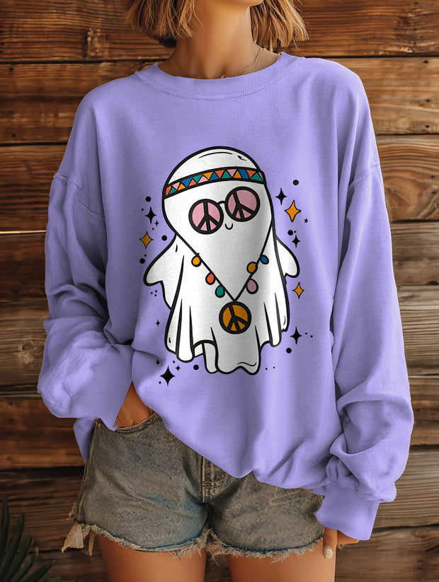 Ethnic Halloween Ghost Hippie Vintage Art Print Casual Sweashirt