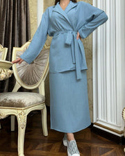 Landline Long -sleeved Shirt Skirt Two -piece Suit