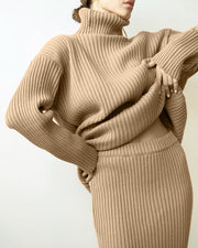 Loose Warm Turtleneck Sweater Two Piece Set