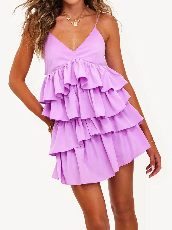 Thin straps tiered mini dress