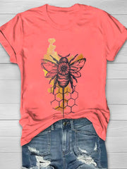 Honey Bee Printed Women's Crew Neck T-shirt