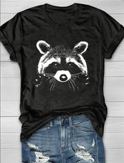 Bear Crew Neck Print Women's T-shirt