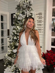 White mesh party dress