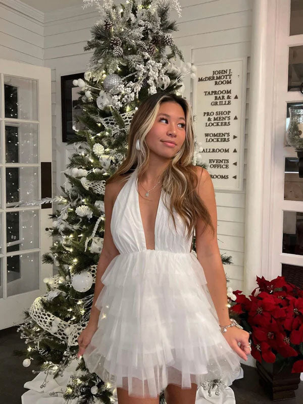 White mesh party dress