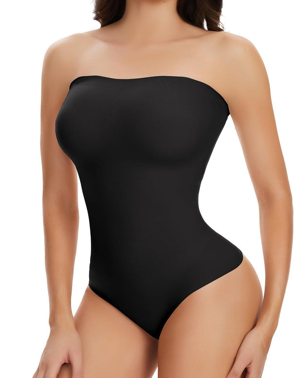 Women's Strapless Bodysuit Tummy Control Thong Body Shaper Sculpting Leotards