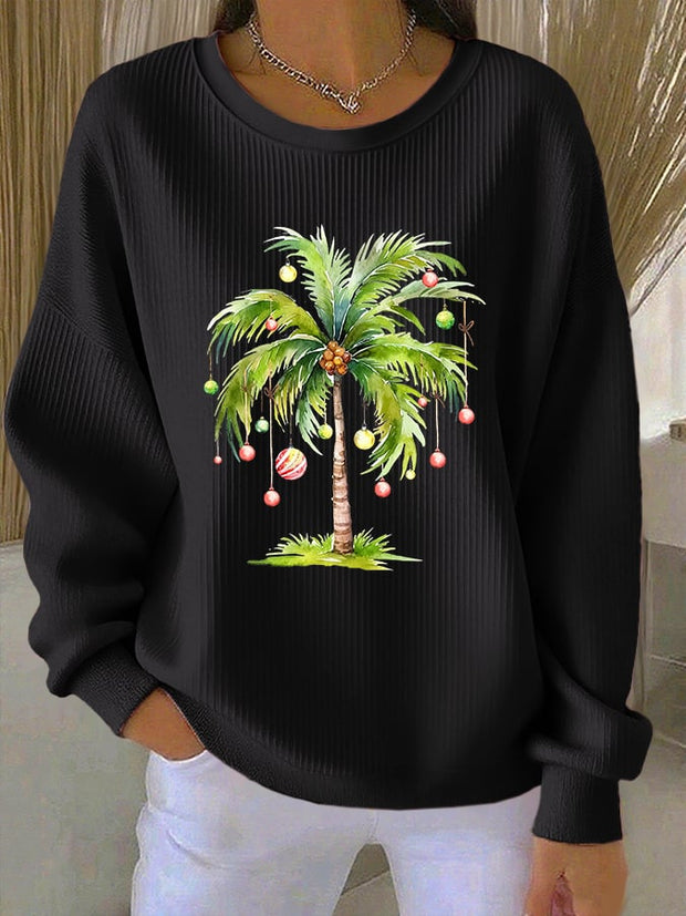 Women's Print Knit Crew Neck Long Sleeve Top
