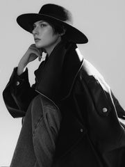 Vegetable-Tanned Goatskin Leather Jacket for Women – Double-Layer Genuine Leather Moto Coat for Fall Winter