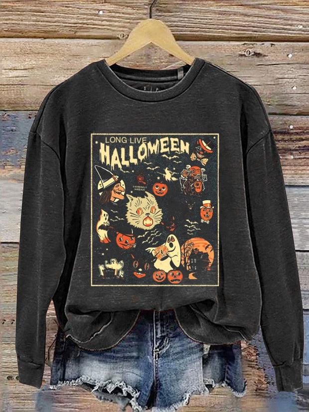 Retro Halloween  Art Print Casual  Sweatshirt