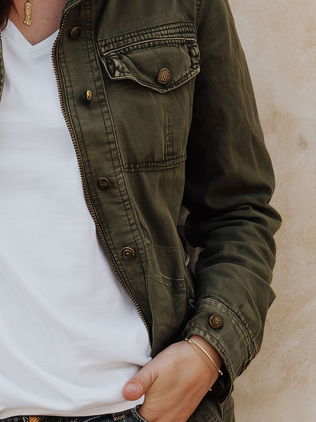 Vintage Washed Cargo Pocket Jacket