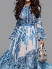 Bohemian Elegant Paisley Print Maxi Dress