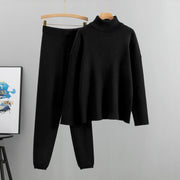 Turtleneck knitted sweater wide-leg pants two-piece set