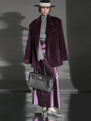 Luxury Suri Baby Alpaca Wool Coat for Women – Tailored Blazer Collar Winter Jacket, Elegant Wool & Fur-Blend Outerwear