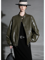 Women’s Sheepskin Leather Moto Jacket – Casual Chic Cropped Biker Style Short Coat for Autumn