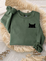 Cute Black Cat Art Print Sweatshirt