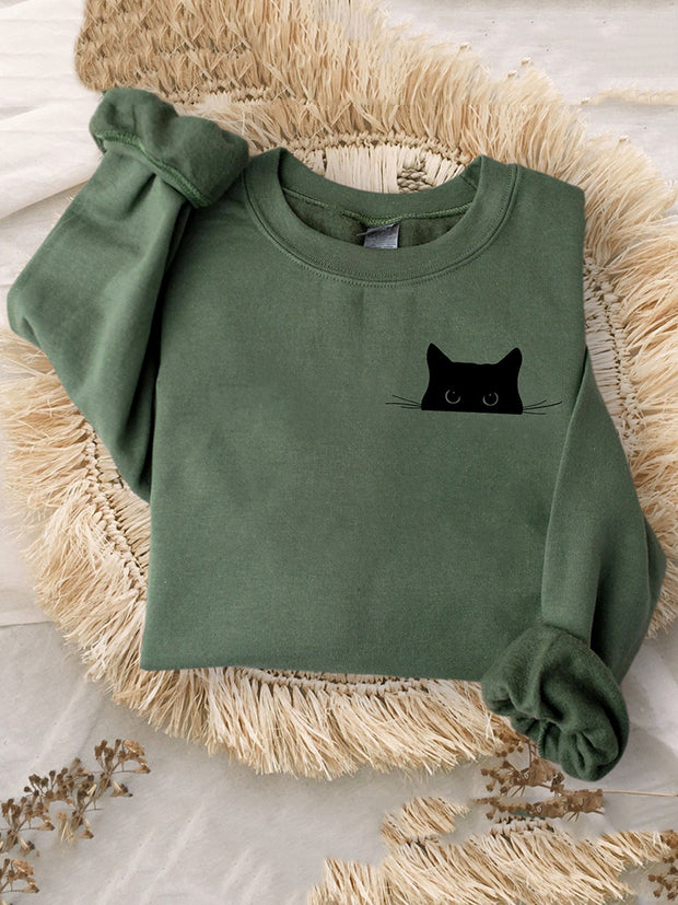 Cute Black Cat Art Print Sweatshirt