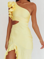 One shoulder split maxi dress