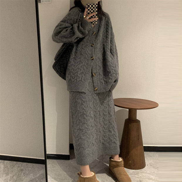 Temporary Twist Sweater Jacket Skirt Two -piece Suit