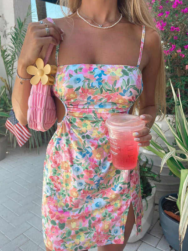 Thin straps ruched dress