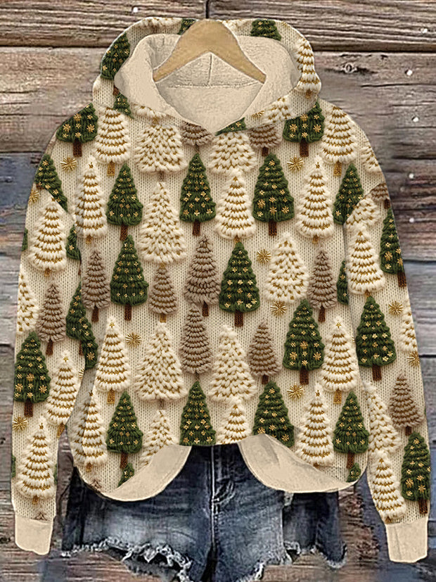 Christmas Tree knit Art Print Casual Cozy Hoodie