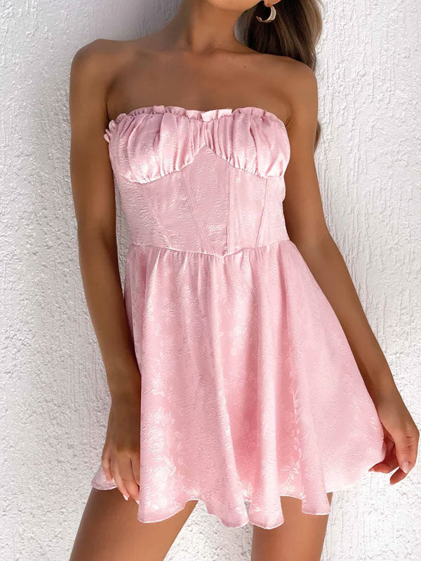 Ruched playsuit in pink