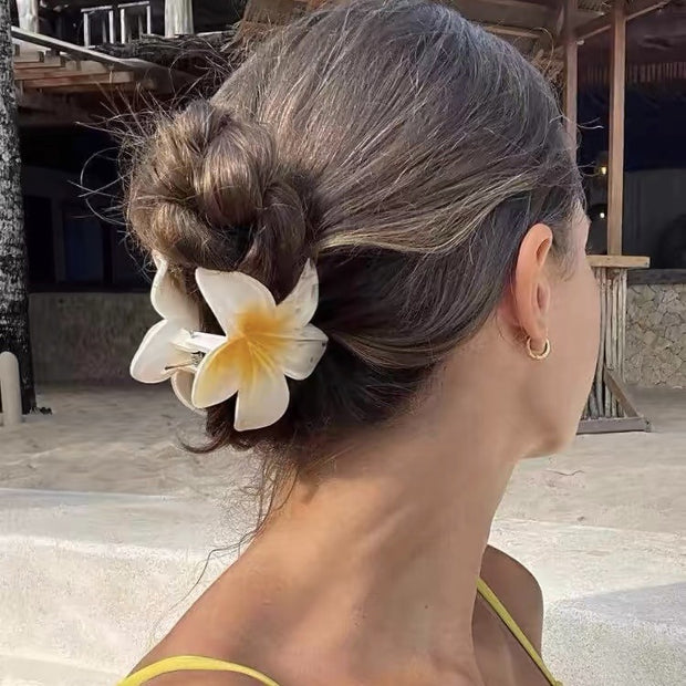 Trending Ins Colorful Flower Frangipani Hair Grabber Summer Vacation Style