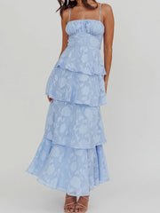 Spaghetti straps tiered maxi dress