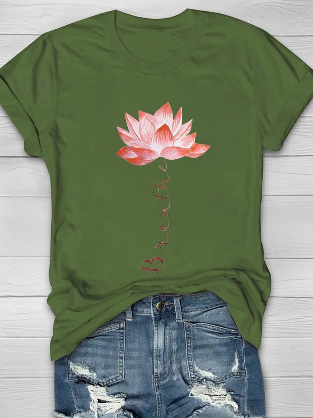 Breathe Lotus Print Women's T-shirt