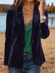 Women'S Solid Color Velvet Short Suit Jacket