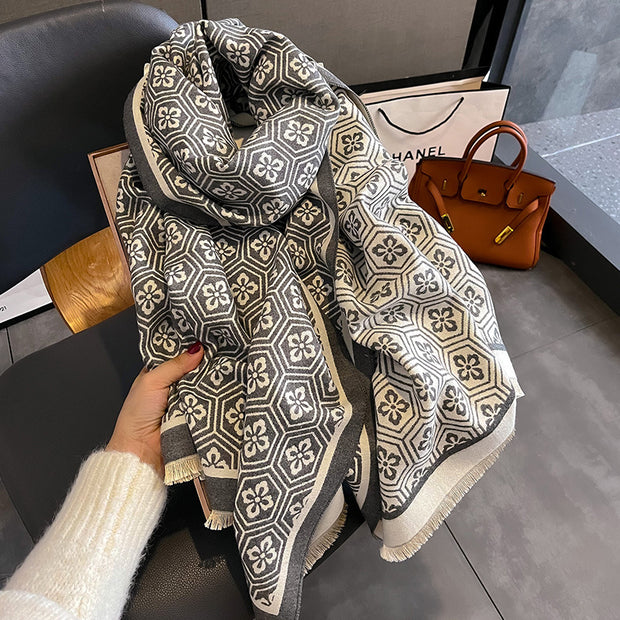 Four-Leaf Flower Fashion Artificial Cashmere Scarf Female Winter All-matching