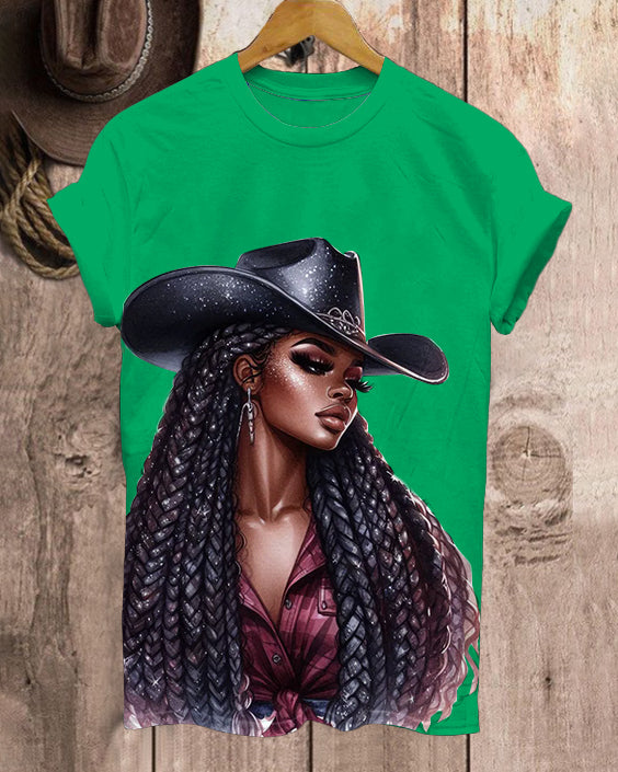 Black Country Girl Neck Short Sleeve Tshirt