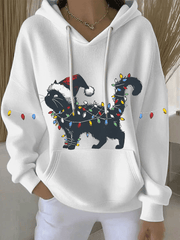 Women's Black Cat Print Casual Sweatshirt