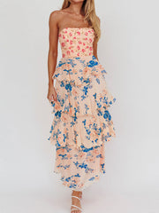 Matching color floral maxi dress