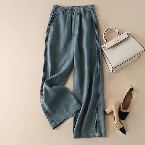 Summer thin cotton linen wide-leg pants