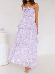 Strapless bow maxi dress