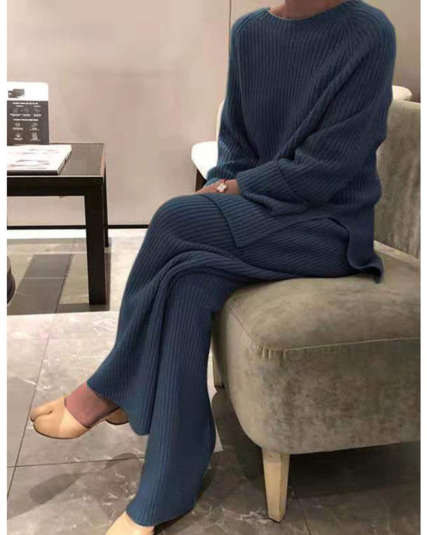 Fashion Rib knitted striped suits