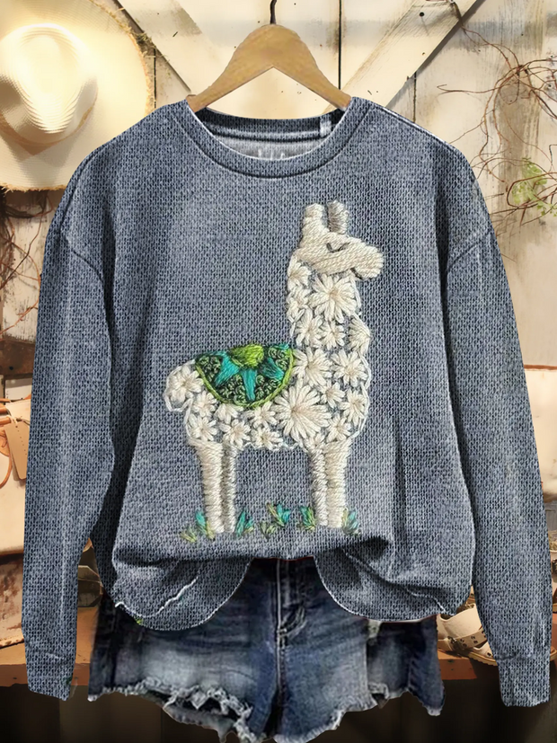 Floral Alpaca Pattern Art Print Sweatshirt