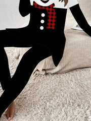 Women's Christmas Color Block Print Two-Piece Set