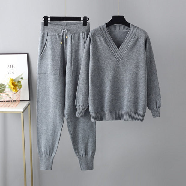 Autumn and winter harem pants casual two-piece set